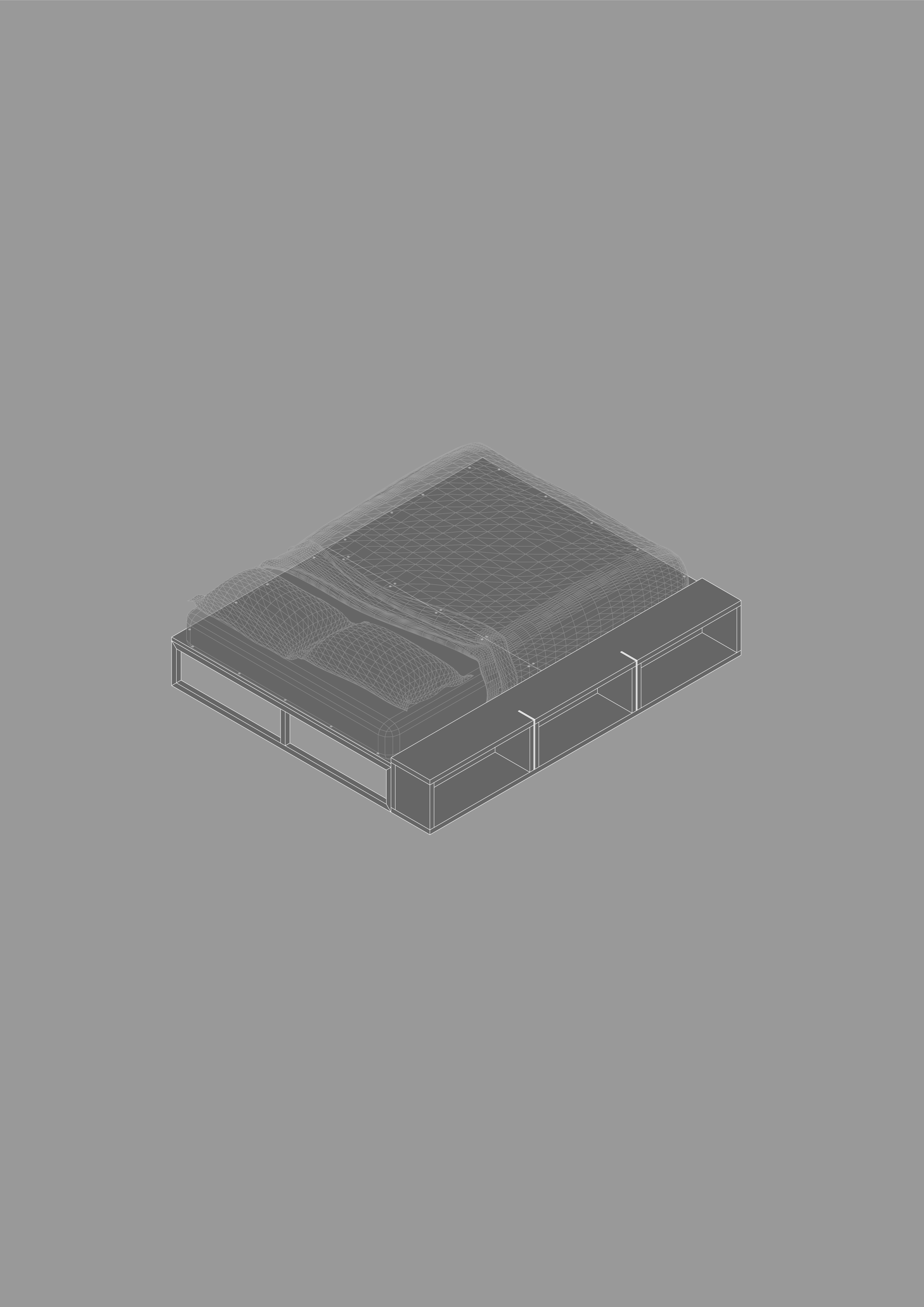 Bed Dresser axonometric drawing