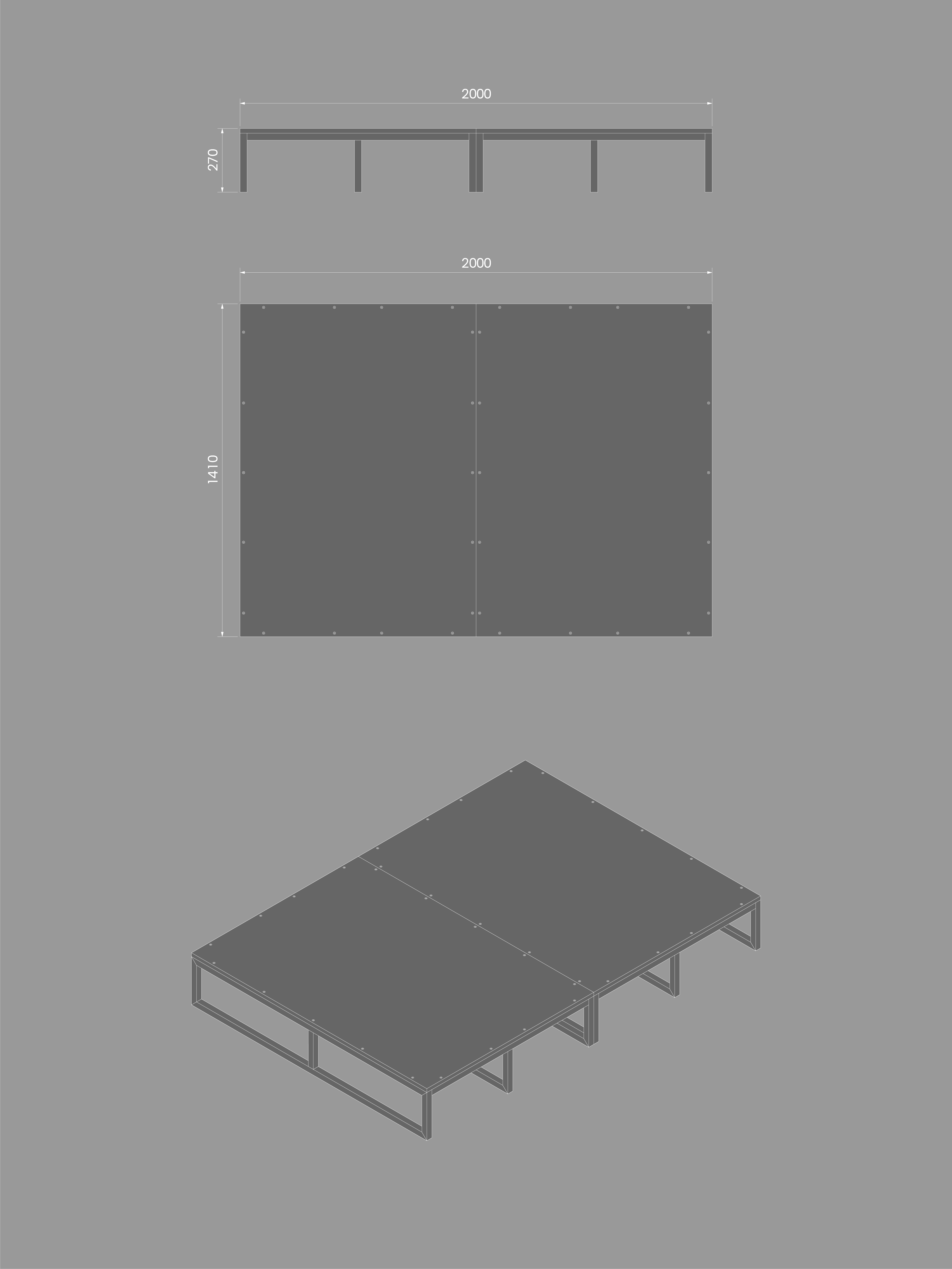 Bed Dresser platform technical drawing